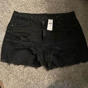 Women’s Distressed Black Shorts